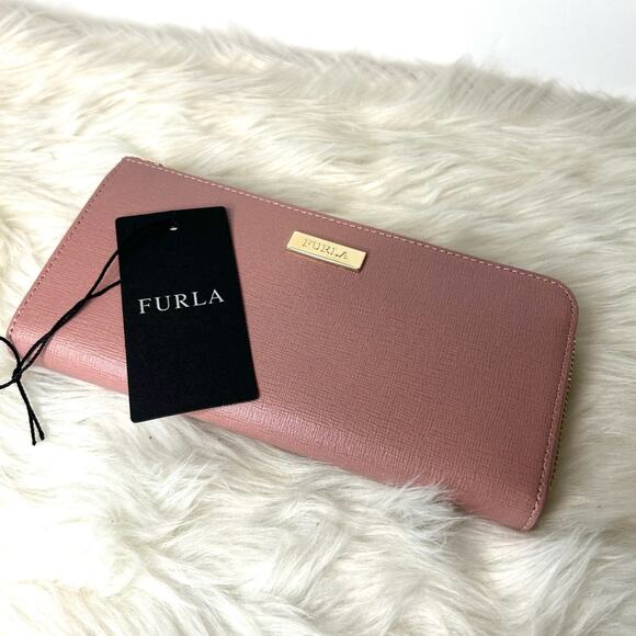 Furla Pink leather classic zippered wallet New with tag - Picture 10 of 11